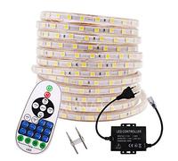 XUNATA 13m Tira LED con Mando a Distancia, Azul (60 LEDs/Metro) 5050 SMD LED Strip + Control Remoto RF de 23 teclas + 1500W LED Controlador, 220V Impermeable IP67 de Luces LED Kit Completo