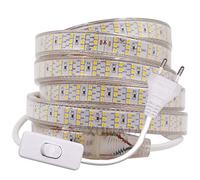 XUNATA 1m 220V Tira LED SMD 2835 Blanco Frio, Super Brillante (276 LED/m) Luz de cuerda LED Flexible, IP67 Impermeable para escalera cocina interior Decoración