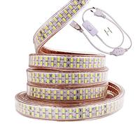 XUNATA 220V Super Brillante Tiras LED, SMD 5730 240LEDs/m, IP67 Impermeable, Escalera de Techo Tira de LED Cocina Cable Luces Flexible LED Strip Light Decoración (Blanco Cálido, 2m)