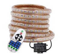 XUNATA 25m Regulable Tira de LED 3014 con Control Remoto, 120 LEDs/m de Luz de Cuerda Impermeable, 220V Decoración Interior y Exterior Ribbon Light Blanco calido