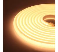 XUNATA 4m LED Neon Flexible 220V, Alto brillo 288 LED/m Tira de LED COB con Cable de Alimentación, Cada Corte de 50 cm, IP65 Impermeable, Luz de Cuerda - Blanco Cálido