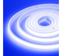 XUNATA 5m LED Neon Flexible 220V, Tira de LED COB con Cable de Alimentación, Alto brillo 288 LEDs/m, Cada Corte de 50 cm, IP65 Impermeable Luz de Cuerda- Azul