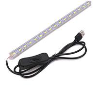 XUNATA 5V USB LED Tira de luz rígida con interruptor, Cocina debajo del gabinete Dormitorio Luz de noche (35cm (Cubierta Transparente), Blanco (6000K-7000K))