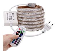 XUNATA IP67 Kit de tiras de LED RGB a prueba de agua, controlador remoto de 24 teclas, SMD 5050 60LEDs / m Cuerda de luz, CA 220V 240V Iluminación interior para interiores con alimentación (4m)
