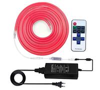 XUNATA Kit de Luz de Neón Dimmable, 5m Flexible Tiras de LED + Control Remoto RF de 11 teclas + Transformador de 12V Alimentación Enchufe EU- Rojo