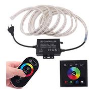 XUNATA Kit de Tira de LED RGB con Control Táctil, Luz de Cuerda Flexible 5050 Impermeable con Control Remoto y Controlador de Panel (120 LEDs/m)- 25 Metros