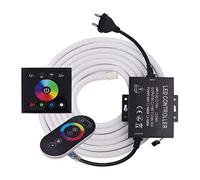 XUNATA Luz de Neón Tira de LED RGB de 220V con kit de Control de Panel Táctil y Remoto, Impermeable Flexible de 5050 LED Tira de neón- 25 Metros