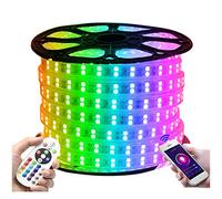 XUNATA Tira de LED WiFi RGB 220V, Impermeable y Flexible, Música Teléfono Inteligente/Control Remoto/Aplicación Alex Google Assistant (20 metros, 120LEDs/m)