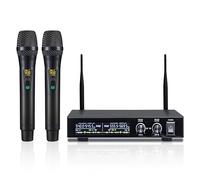 XUNGUAN UR-2H Sistema de micrófono inalámbrico, juego de micrófono inalámbrico de metal con funda, micrófonos dinámicos inalámbricos de mano para cantar, karaoke, iglesia, DJ, frecuencias ajustables