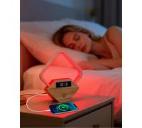 Xunhomon Terapia de luz roja para dormir y cara, infrarrojo de 660 nm con reloj despertador de amanecer, máquina de ruido blanco, 15 sonidos relajantes, ayuda para dormir, temporizador de 30/60/90