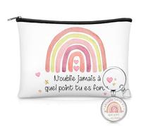 Xuniea 2 Piezas de Set de Bolsa de Maquillaje Inspiradora de Arcoíris Llavero Motivacional Bolsa de Cosméticos Alentadora Regalo Original para Mujeres Navidad Mejor Amigas Cumpleaños Amistad Colegas