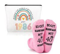 Xuniea 2 Piezas Regalo de Cumpleaños Ideal para Mujeres, Incluye Bolsa de Maquillaje y Calcetines de Cumpleaños para Mujeres(1985-40 años)