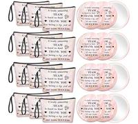 Xuniea 24 piezas de regalos inspiradores para mujeres a granel, 12 bolsas de maquillaje de lona motivación, 12 espejos de bolsillo redondos portátiles You're Beautiful, impresionantes regalos de