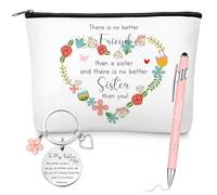Xuniea 3 piezas de regalo de cumpleaños para hermana, regalos de graduación, bolsa de maquillaje, llavero, bolígrafo, regalo de hermanas de San Valentín, regalos de hermanas, para Navidad, Acción de