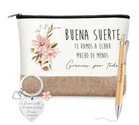 Xuniea 3 Piezas Regalos de Despedida para Colega Compañera de Trabajo Empleado Mujer Neceser de Maquillaje Bolsa de Cosméticos Bolígrafo Gracias por Todo Llavero Regalo de Agradecimiento para Navidad