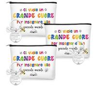 Xuniea 3 Set de Regalo de Agradecimiento al Maestro Bolsas de Cosméticos Llavero para Profesores Ideas de Regalos de Graduación Gracias y Adiós para Profesores de Jardín de Infantes, Escuela Primaria