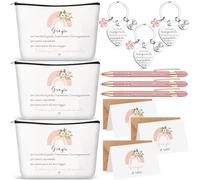 Xuniea 3 Set de Regalos para Profesores de Fin de Año, Bolsa de Maquillaje, Llavero, Bolígrafos, Sobres y Tarjetas, Regalo de Graduación para Profesores, Agradecimientos
