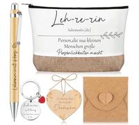 Xuniea 6 Piezas Regalo de Agradecimiento para Profesor Bolsa de Cosméticos Llavero Bolígrafo Regalo de Despedida para Educadores Cumpleaños Día del Maestro Graduación(Retro)