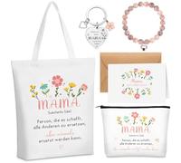 Xuniea 6 Piezas Regalo para Mamá para Cumpleaños Navidad Bolsa de Compras Bolsa de Cosméticos Pulsera de Piedras Naturales Llavero Tarjeta con sobre Regalo de Mejor Madre Día de la Madre