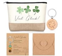 Xuniea Amuleto de la Suerte Navideño Neceser para Mujer Set de Regalo con Trébol de Cuatro Hojas Neceser de Maquillaje para Mujer, Cumpleaños para una Compañera o Amiga