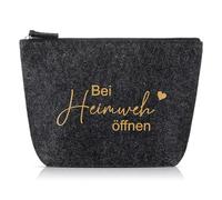 Xuniea Bolsa de Cosméticos Regalo contra la Nostalgia bei Heimweh Öffnen Bolsa de Regalo de Despedida como Idea de Regalo para una Mudanza de un Semestre al Extranjero(Fieltro,Gris Oscuro)