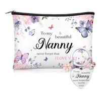 Xuniea Gifts to My Beautiful Gifts - 1 bolsa de maquillaje, 1 llavero, los mejores regalos de agradecimiento, regalos de Acción de Gracias para nietos, White, 23 x 16 cm, To My Beautiful Nanny