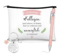 Xuniea Gracias Juegos de Regalo 1 Neceser Motivador 1 Llavero para Colegas y 1 Bolígrafo Regalo de Despedida para Cambio de Trabajo y Dimisión(Großartige Kollegen Sind schwer zu Finden)