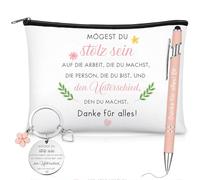 Xuniea Gracias Juegos de Regalo 1 Neceser Motivador 1 Llavero para Colegas y 1 Bolígrafo Regalo de Despedida para Cambio de Trabajo y Dimisión(Danke für Alles)