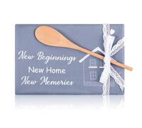 Xuniea Idea de Regalo para Mudanza Paño de Cocina con Frase Paño de Cocina para Mudanza Cuchara de Madera Regalos para Mudanza Nuevo Hogar Apartamento(New Beginnings)
