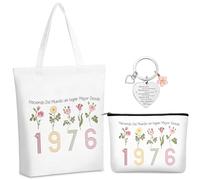 Xuniea Regalo Cumpleaños para Mujer, Bolsa de Maquillaje Arcoíris, Bolsa de Lona, Llavero de Acero Inoxidable, Regalo para Cumpleaños Aniversario Despedida Navidad (50)