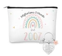Xuniea Regalos de Cumpleaños para Mujeres de 18 Años Bolsa de Maquillaje 2007 y Llavero Neceser con Arcoíris Regalos de Viaje Creativos para Hija Hermana Amiga Colega Enfermera