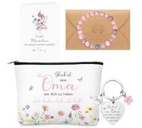Xuniea Regalos para Mujer Incluye Neceser Pulsera de Piedra Natural Llavero con Tarjeta y sobre Regalo para Cumpleaños y Navidad(OMA)