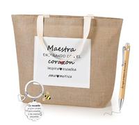 Xuniea Set de 3 Piezas Regalo de Agradecimiento para Maestros para el Día del Maestro Incluye Bolsa de Lona Llavero de Abeja y Bolígrafo de Madera para Profesores