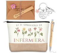 Xuniea Set de Regalo de Enfermera para Mujer Neceser de Enfermera Llavero de Enfermería con Estetoscopio Jeringa y Bolígrafo Accesorios de Enfermería Kit de Supervivencia para Médica Graduación