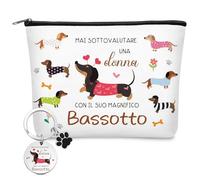 Xuniea Set de Regalo de Perro Salchicha para Mujer Neceser con Cremallera de Perro Salchicha Multifuncional Gran Capacidad Llavero Ideal para Viajes Cumpleaños Navidad para Amigas o Novias