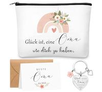 Xuniea Set de Regalo para Abuela Incluye Bolsa de Cosméticos para Abuela Llavero Tarjeta de Felicitación con sobre para Mamá Cumpleaños Regalo del Día de la Madre