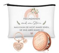 Xuniea Set de Regalo para Amigas Incluye 1 Neceser 1 Espejo de Viaje con Aumento y 1 Llavero para Mejores Amigas Regalos de Cumpleaños y Navidad para Amigas y Mujeres