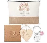 Xuniea Set de Regalo para Profesoras Incluye Bolsa de Cosméticos Llavero de Corazón Tarjeta de Madera con sobre Regalo de Despedida de Fin de Curso para Profesoras
