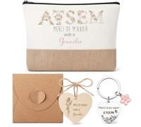 Xuniea Set de Regalo para Profesoras Incluye Bolsa de Cosméticos Llavero de Corazón Tarjeta de Madera con sobre Regalo de Despedida de Fin de Curso para Profesoras(Atsem)