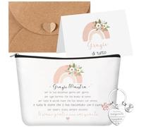 Xuniea Set de Regalo para Profesores Fin de Año Bolsa de Maquillaje Arcoiris Llavero Tarjeta de Agradecimiento con sobre Regalo para Profesores Bolsa de Cosméticos para la Escuela Primaria
