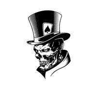 Xuniu 11.3x17.6cm Etiqueta engomada del Coche, Lovely Joker Skeleton Skull Naipes Car Styling