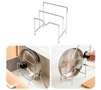 Xuniu 2 Capas de Acero Inoxidable Utensilios de Cocina Portapotas Porta Tapa de Rack Organizador Tabla de Cortar Bastidor de despensa Rack 16.7x10.5x15.5cm