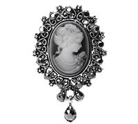 Xuniu Broche de moda vintage de estilo victoriano para boda, fiesta, mujer, plateado, 3.3x4.5cm/1.30x1.77", Metal, Cameo