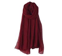 Xuniu Pañuelos Largos, Abrigo Largo De La Bufanda del Color Sólido De Las Mujeres Lino Grande De La Vendimia del Algodón del Mantón Hijab Elegante Vino Tinto