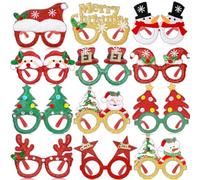 XUNIVERS 12 Piezas Gafas de Navidad,Marco de Gafas de Navidad,Gafas Photocall Navideña,Diadema de Navidad,Marco de Gafas de Fiesta de Navidad,para Niños y Adultos Fiesta de Navidad,Favores