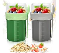 XUNIVERS 2 Piezas Portátil Taza de Cereales con Tapa y Cuchara,250+550ml Tarros de Avena Nocturna,Overnight Oats Jar,Tarros de Avena Portátil Mason Jars Tarros, Auslaufsicherer Müsli Cup to Go