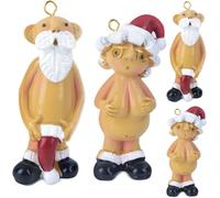 XUNIVERS 4 Decoraciones Adorno de Navidad Travieso de Papá Noel,Adorno de Papá Noel,Adornos Decorativos de Navidad,Divertida decoración de Fiesta de Navidad, Regalo Secreto de Papá Noel