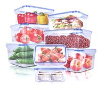 XUNIVERS Almacenamiento de alimentos de plástico fiambrera hermética, fiambrera para despensa, apta para microondas y congelador, sin BPA, 8 fiambreras y 8 tapas impermeables