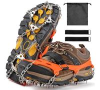 XUNIVERS Crampones para Botas de Senderismo,24 Dientes Tacos de Hielo Inoxidable,Engrosadas Garras de Zapatos de Acero Tracción Antideslizante para Botas Zapatos para Caminar,Trail,Correr,Trekking