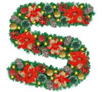 XUNIVERS Guirnalda Navideña Con Luces 2,7m - Decoración Para Exterior, Chimenea, Puerta de Entrada, Patio y Jardín